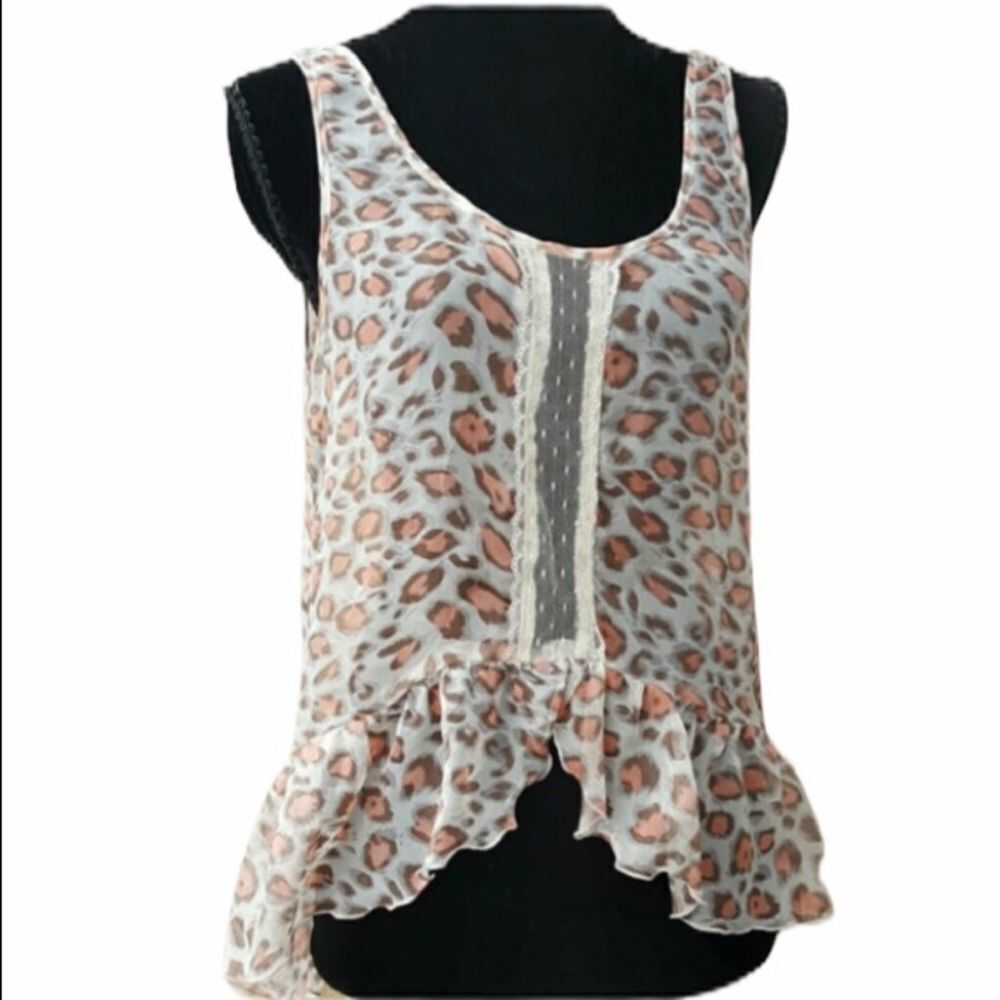 Band of Gypsies Animal Print Sheer Tank Top